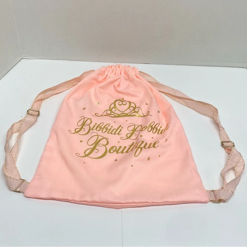 Disney Parks Bibbidi Bobbidi Boutique Pink Gold Cinch Fabric Backpack Princess